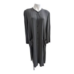 New Eileen Fisher Size XL The Duster Icons 100% Silk Mandarin Jacket Bark8